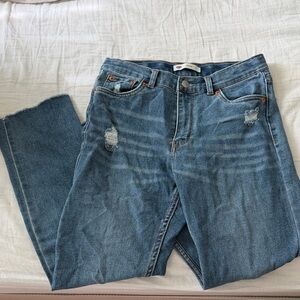 Levi's Medium Blue Straight Leg Jeans with Light Distressing